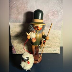 Wooden Smoker Figurine with Sheep / STEINBACH / German Vintage ! 🐑🐑🐑🐑🐑🐑🐑🐑🐑